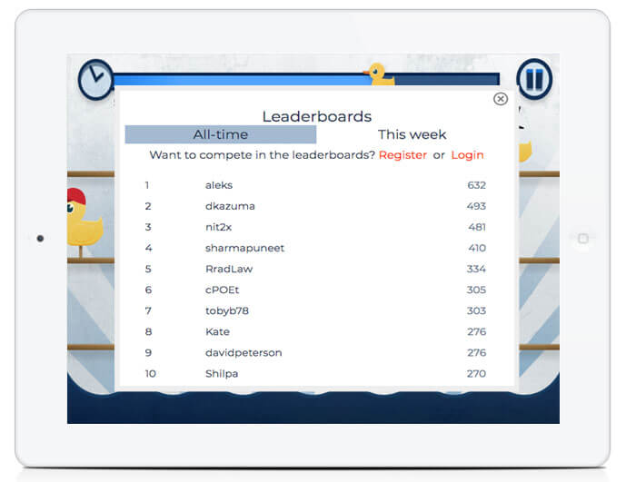 Lottery Ball White Label HTML5 Game Leaderboards